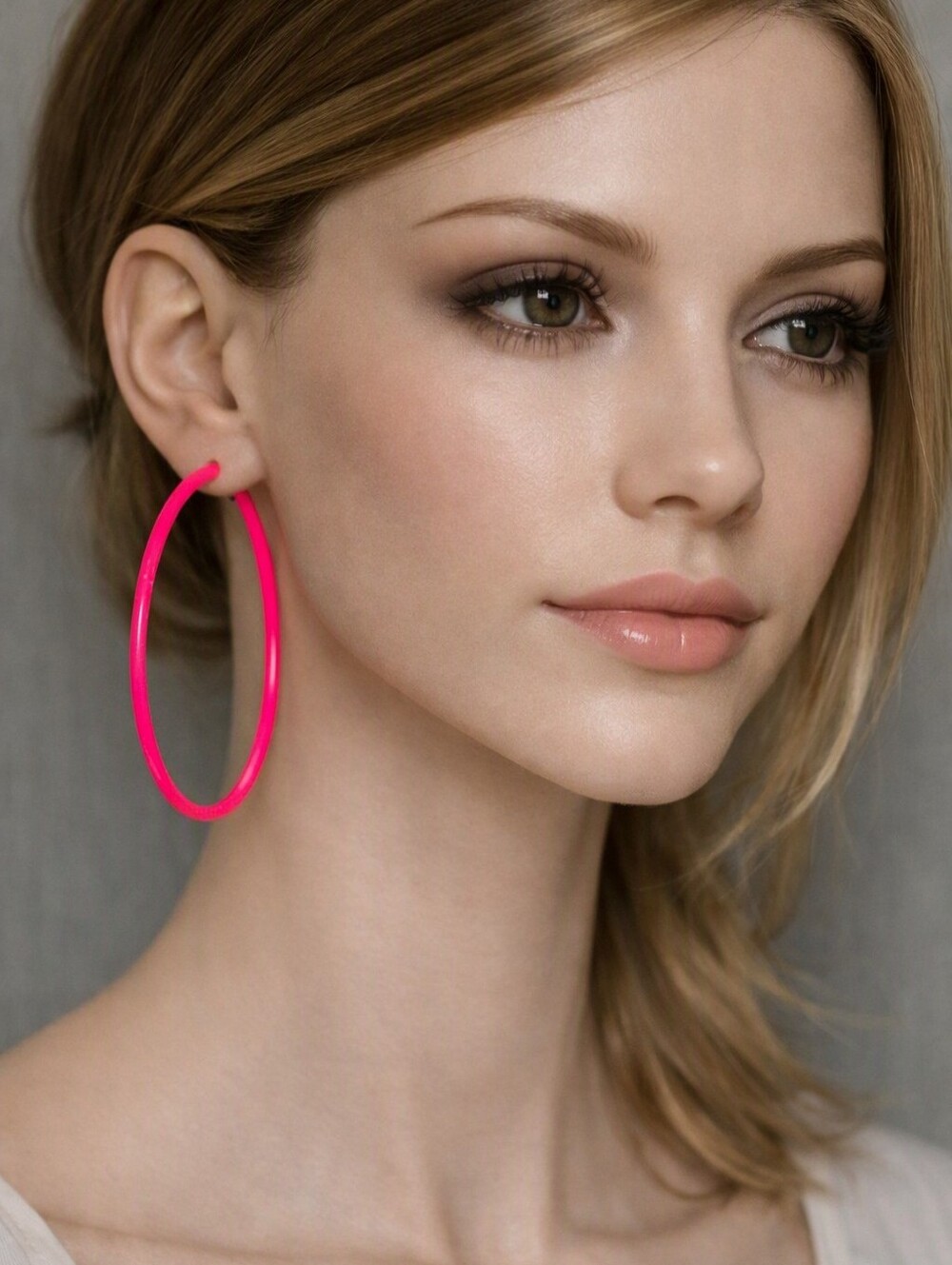 Neon Pink Large Hoop Earrings –  Hypo-allergenic Bold Women’s Fashion Jewelry